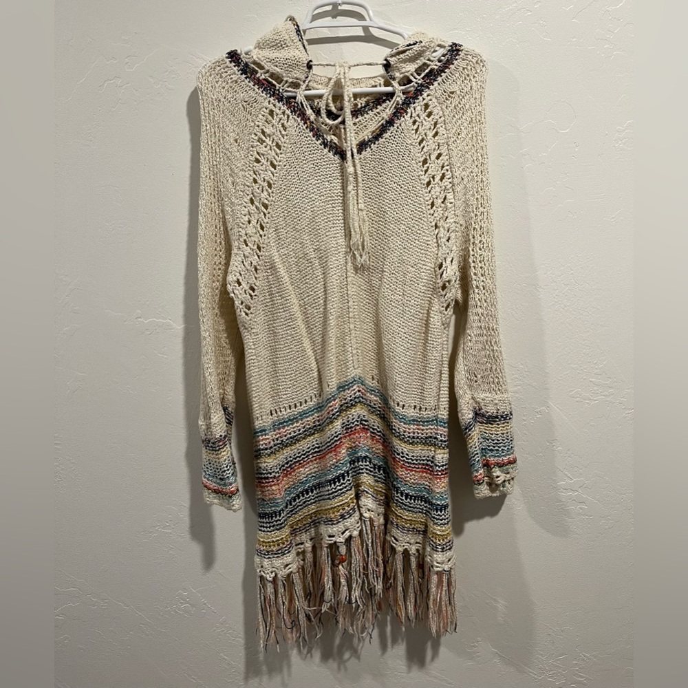 Free People Tah-Loo Fringe Hooded Sweater